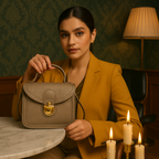 Taupe Mini Leather Crossbody Sling Bag for Women