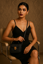 Elegant Black Mini Leather Sling Bag for Women