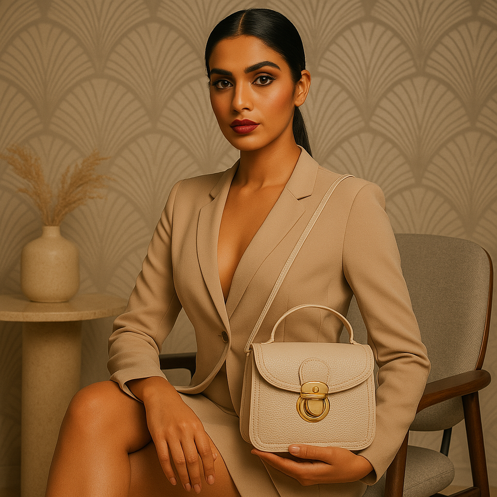 Beige Mini Shoulder Sling Bag for Women