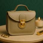 Taupe Mini Leather Crossbody Sling Bag for Women