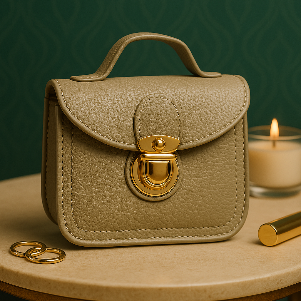 Taupe Mini Leather Crossbody Sling Bag for Women