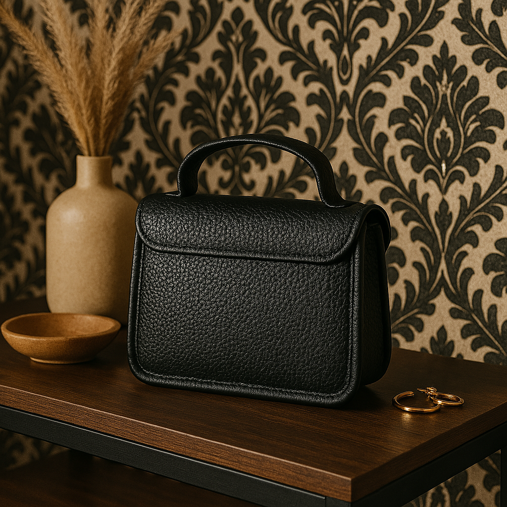 Elegant Black Mini Leather Sling Bag for Women