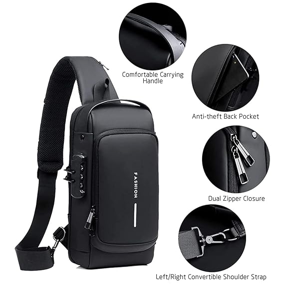 Anti-theft sling bag with a USB charging port
