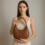 Oval Shape Shoulder Bag for Women - Premium PU Leather Stylish Handbag