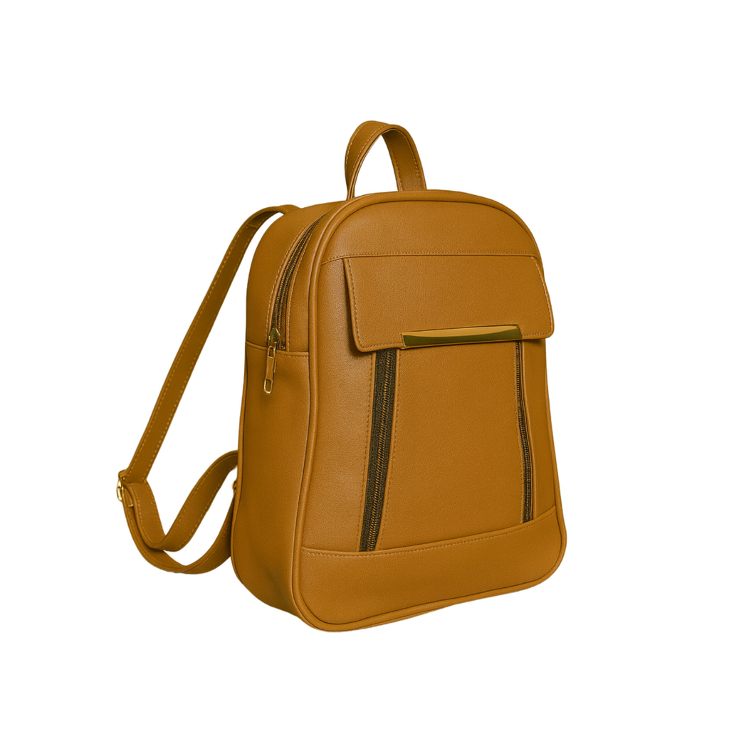 Caramel Finishing Veagn Leather Backpack For Women– Stylish & Functional Everyday Bagc