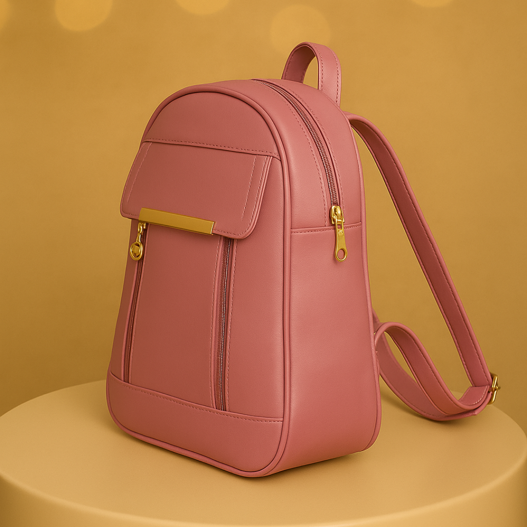 Caramel Finishing Veagn Leather Backpack For Women– Stylish & Functional Everyday Bagc