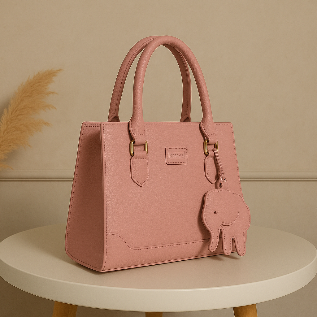 Elegant Structured Black Leather Handbag with Golden Accents | Luxury Women's Tote