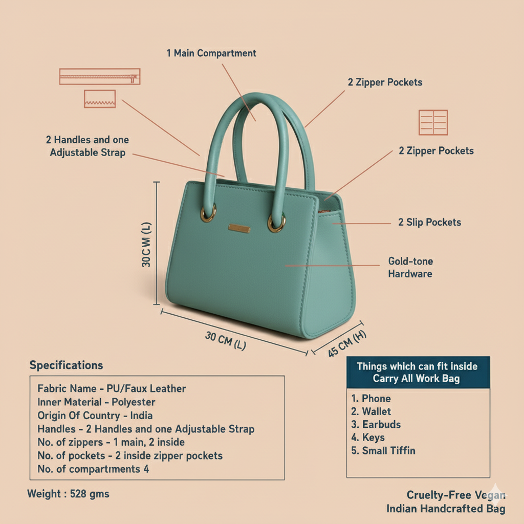 Caramel Blue Structured Tote HandBags For Women– Premium Everyday Handbag