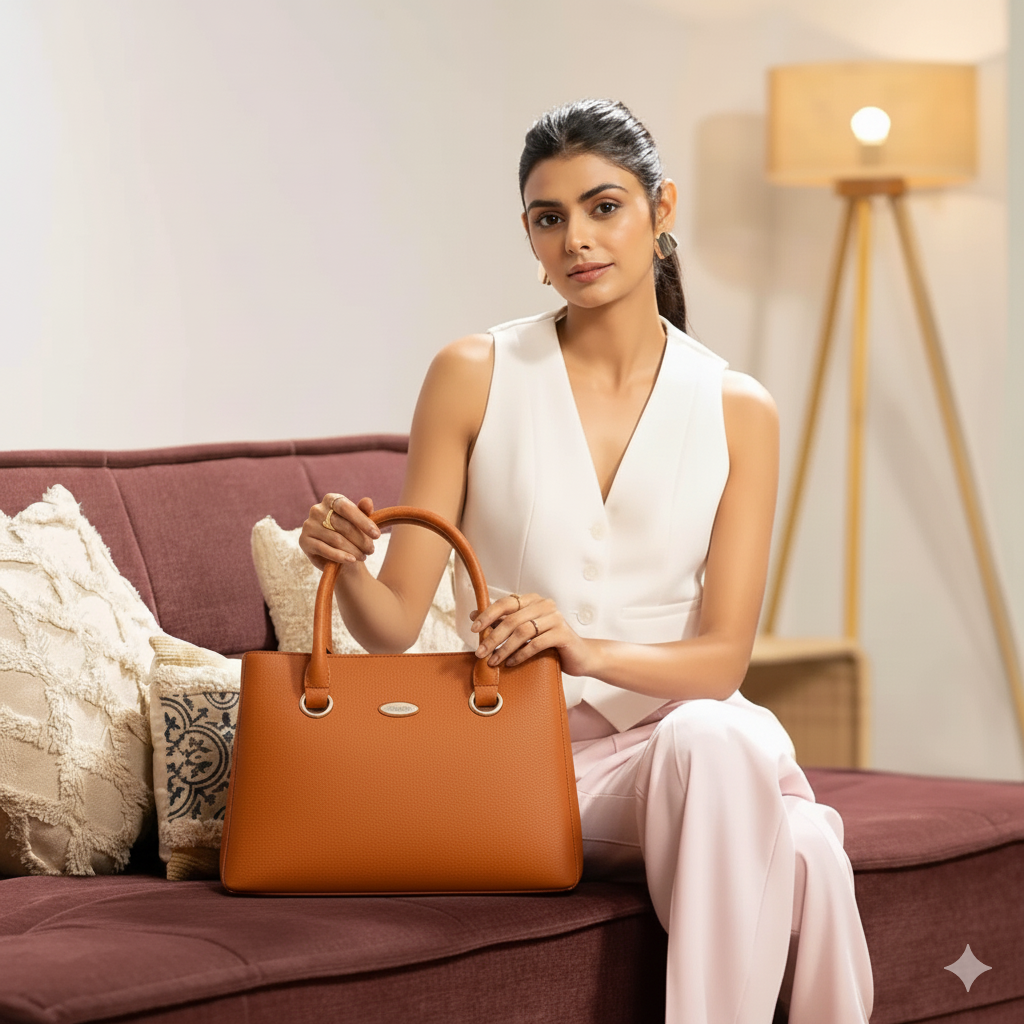 Caramel Brown Structured Tote Handbags For Women– Premium Everyday Handbag