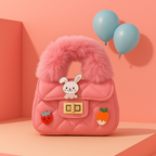 Noiré Luxe Quilted Fur Handle Handbag for Girls