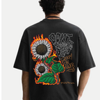 Mens-oversized-sunflower-flame-back-print-tee-black