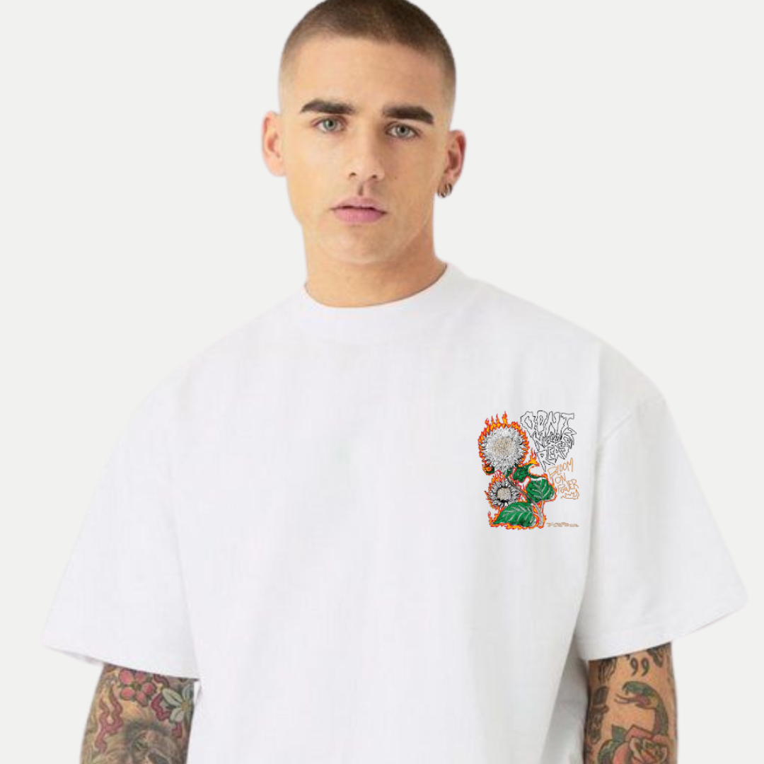 Mens-oversized-sunflower-flame-back-print-tee-black