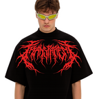 Men’s Oversized Graphic Tee – Abyss Thorn | Cream/White/Black/Grey