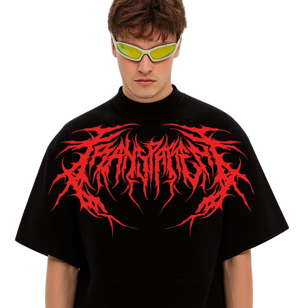 Men’s Oversized Graphic Tee – Abyss Thorn | Cream/White/Black/Grey