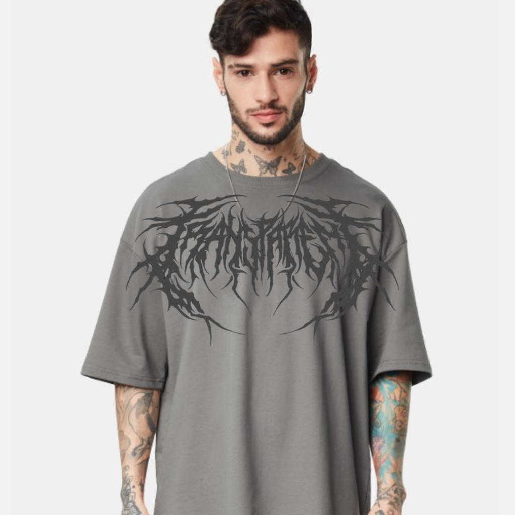 Men’s Oversized Graphic Tee – Abyss Thorn | Cream/White/Black/Grey