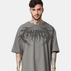 Men’s Oversized Graphic Tee – Abyss Thorn | Cream/White/Black/Grey