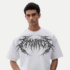 Men’s Oversized Graphic Tee – Abyss Thorn | Cream/White/Black/Grey