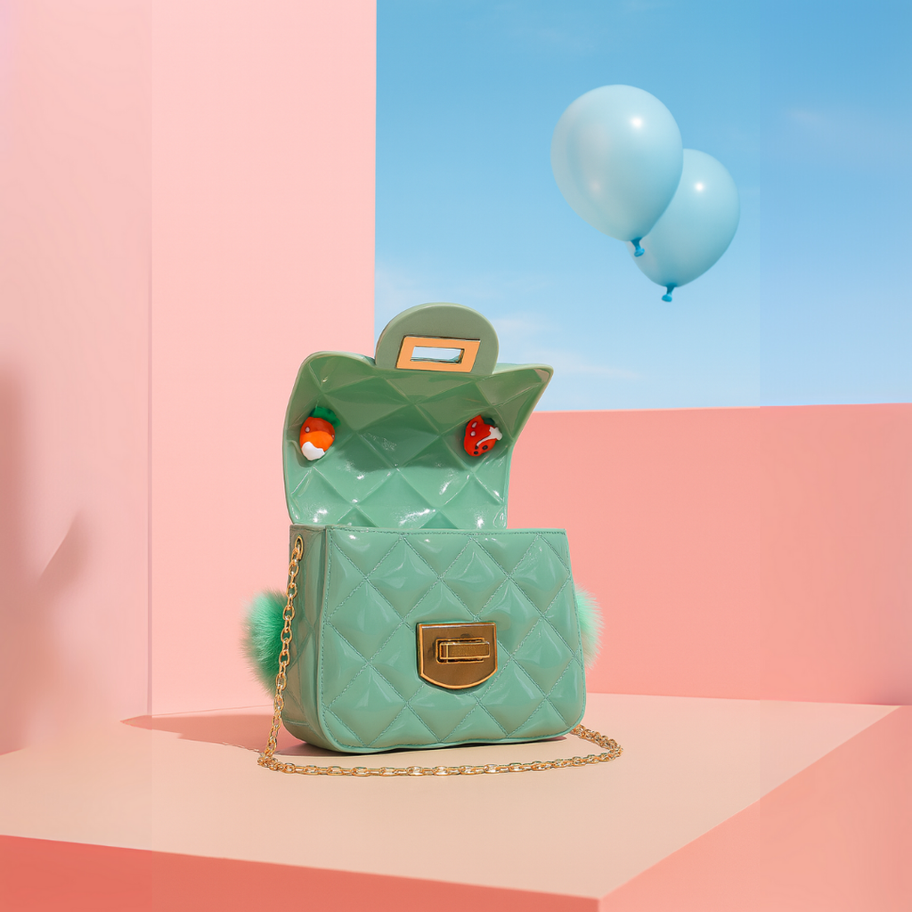 Noiré Luxe Quilted Fur Handle Handbag for Girls