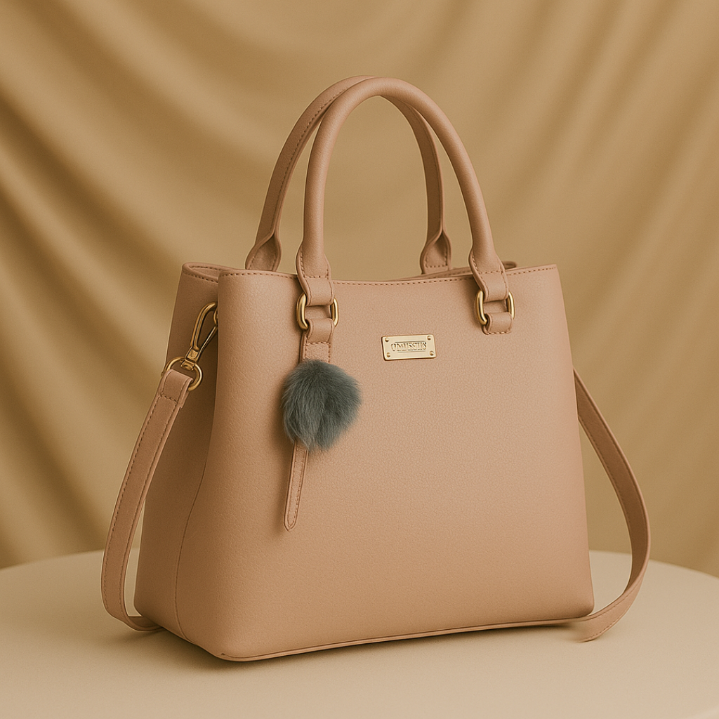 Rivaara Luxe Mocha Charm Pink Structured Tote Handbag For Women