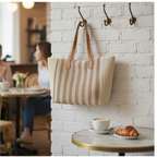 Striped Woven Tote Bag