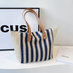 Striped Woven Tote Bag